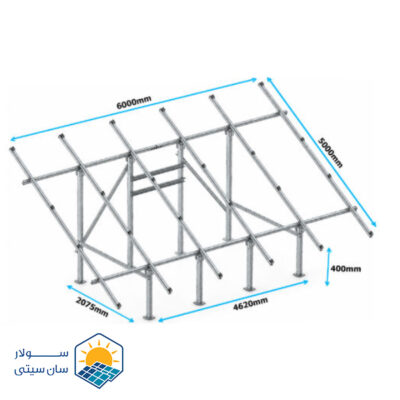 ابعاد خرید سازه خورشیدی خانگی KW 5-6 گالوانیزه سانا سازه ویرا - سولار سان سیتی